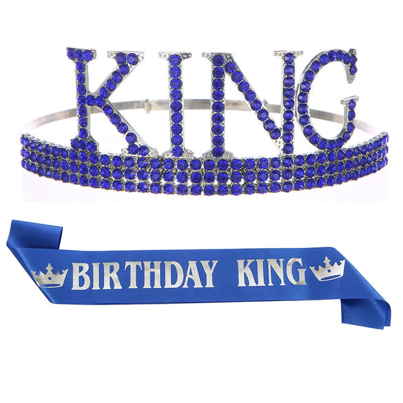 Men's Belt Set With Alloy And Satin Cloth Crown In Light Luxury Style For Birthday