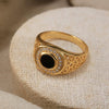 Men's Black Agate Ring S925 Sterling Silver Electroplated