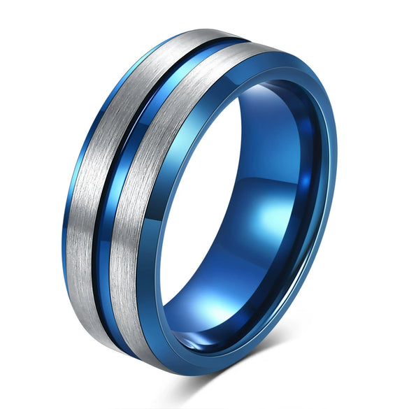 Men's Black And Gold Twotone Tungsten Steel Geometric Ring With Electroplated Finish Wholesale Jewelry