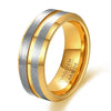 Men's Black And Gold Twotone Tungsten Steel Geometric Ring With Electroplated Finish Wholesale Jewelry