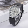 Men's Blue Light Threeeye Quartz Watch With Plastic Mesh Belt And Scale Calendar Alloy Case Silicone Strap Round Dial Plexiglass Mirror Pin Buckle Onion Crown Stainless Steel Clasp