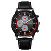 Men's Business Alloy Case Pu Strap Electronic Quartz Watch With Threeeye Sun Pattern And Round Dial