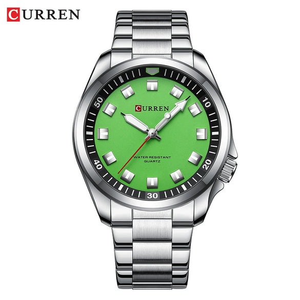 Men's Business Alloy Case Stainless Steel Band Round Dial Waterproof Quartz Watch