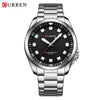 Men's Business Alloy Case Stainless Steel Band Round Dial Waterproof Quartz Watch