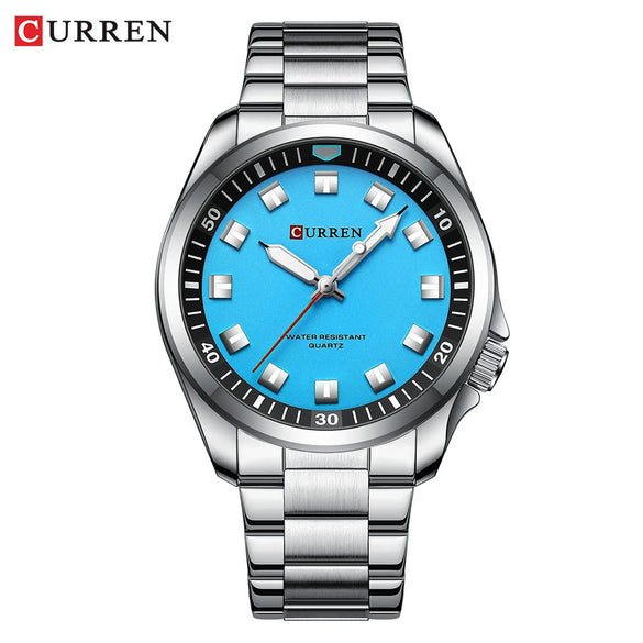 Men's Business Alloy Case Stainless Steel Band Round Dial Waterproof Quartz Watch