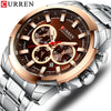 Men's Business Alloy Case Stainless Steel Strap Waterproof Quartz Multi Function Calendar Round Dial Watch