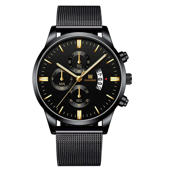 Men's Business Alloy Quartz Watch With Round Dial And Stainless Steel Buckle