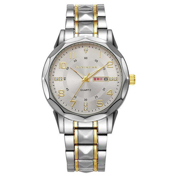 Men's Business Alloy Quartz Watch With Round Dial Waterproof Luminous