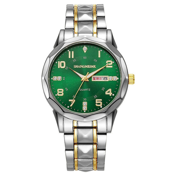 Men's Business Alloy Quartz Watch With Round Dial Waterproof Luminous