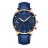 Men's Business And Leisure Waterproof Watch Alloy Case Genuine Leather Strap Round Dial