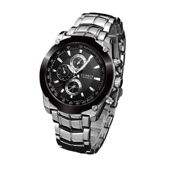 Men's Business Casual Quartz Watch Metal Stainless Steel Belt Round Dial