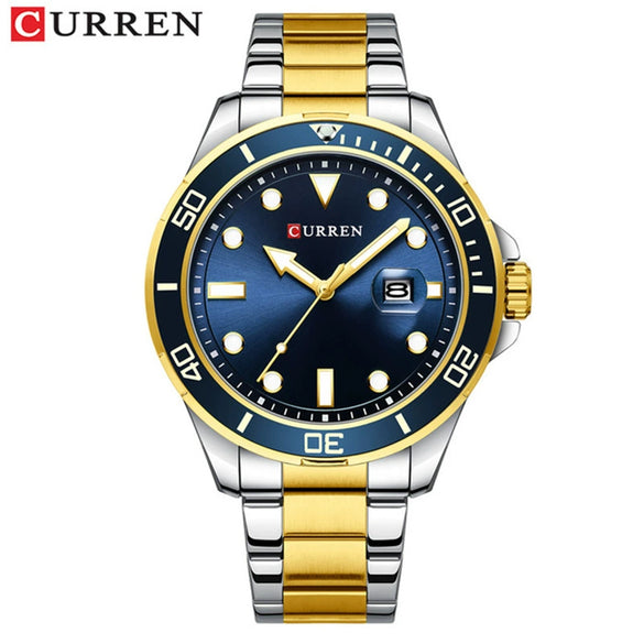 Men's Business Fashion Quartz Watch Alloy Case Stainless Steel Band Round Dial