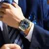 Men's Business Fashion Quartz Watch Alloy Case Stainless Steel Band Round Dial