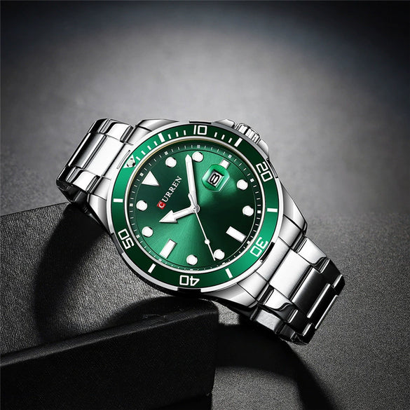 Men's Business Fashion Quartz Watch Alloy Case Stainless Steel Band Round Dial