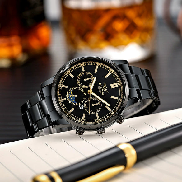 Men's Business Fashion Quartz Watch Alloy Iron Stainless Steel Round Dial
