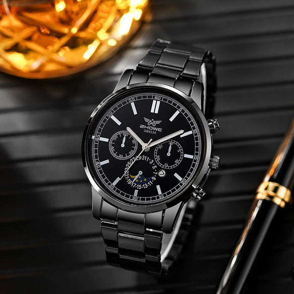 Men's Business Fashion Quartz Watch Alloy Iron Stainless Steel Round Dial