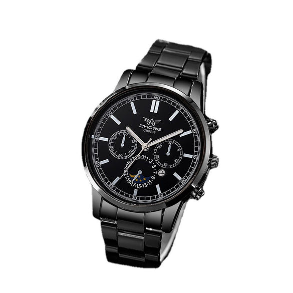 Men's Business Fashion Quartz Watch Alloy Iron Stainless Steel Round Dial