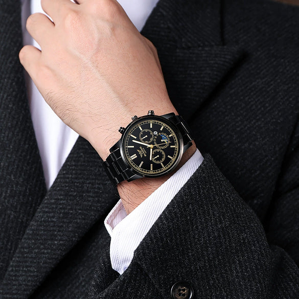 Men's Business Fashion Quartz Watch Alloy Iron Stainless Steel Round Dial