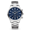Men's Business Fashion Watch Stainless Steel Belt Round Dial Chronograph Waterproof Luminous Quartz
