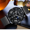 Men's Business Mesh Belt Watch Alloy Case Stainless Steel Strap Round Dial Quartz Watch