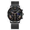Men's Business Mesh Belt Watch Alloy Case Stainless Steel Strap Round Dial Quartz Watch