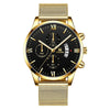 Men's Business Quartz Watch Alloy Case And Strap Round Dial With Printed Logo