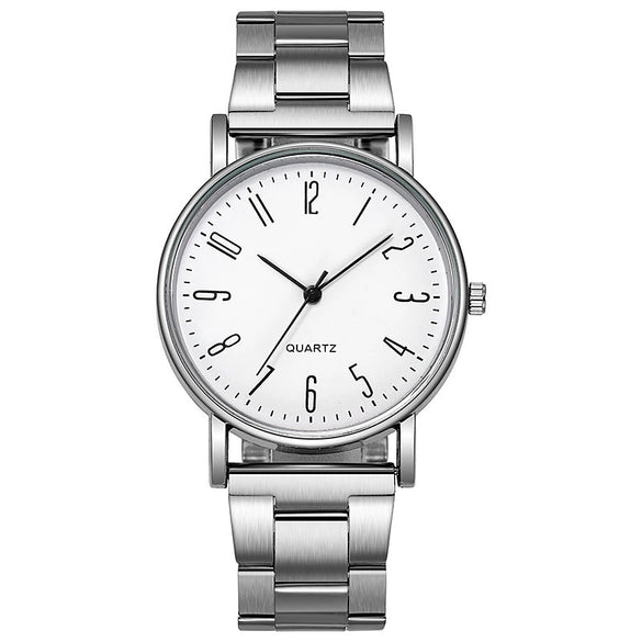 Men's Business Quartz Watch Alloy Case Stainless Steel Band Round Dial