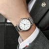 Men's Business Quartz Watch Alloy Case Stainless Steel Band Round Dial