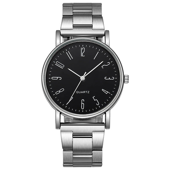Men's Business Quartz Watch Alloy Case Stainless Steel Band Round Dial