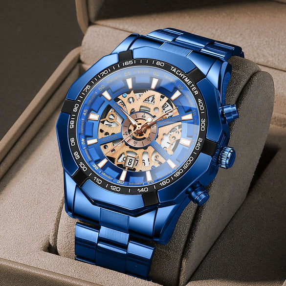 Men's Business Quartz Watch Metal Case Stainless Steel Band Round Dial
