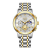 Men's Business Quartz Watch Zinc Alloy Case Stainless Steel Strap Round Dial Multifunctional Waterproof