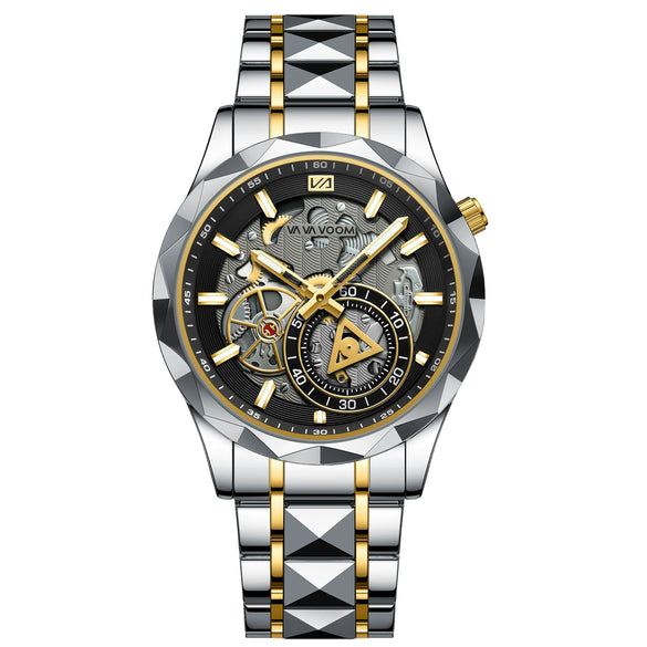 Men's Business Simple Stainless Steel Band Quartz Waterproof Round Dial Watch