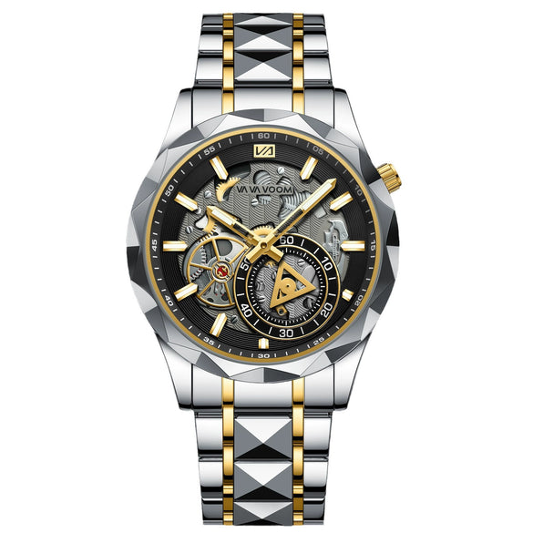 Men's Business Simple Stainless Steel Band Quartz Waterproof Round Dial Watch
