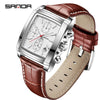 Men's Business Square Quartz Watch Zinc Alloy Case Mineral Strengthened Glass Mirror Belt Strap Waterproof