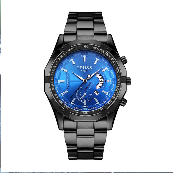 Men's Business Style Alloy And Stainless Steel Automatic Movement Round Dial Waterproof Luminous Watch