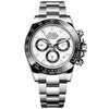 Men's Business Style Alloy And Stainless Steel Round Dial Hollow Fake Mechanical Watch With Luminous Calendar And Waterproof Function