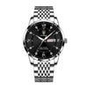 Men's Business Style Alloy And Stainless Steel Round Dial Waterproof Luminous Watch