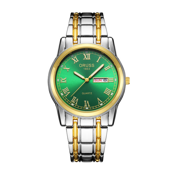 Men's Business Style Alloy And Stainless Steel Round Dial Wrist Watch With Automatic Movement And Luminous Feature