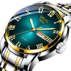 Men's Business Style Alloy And Stainless Steel Round Dial Wrist Watch With Automatic Movement And Luminous Feature