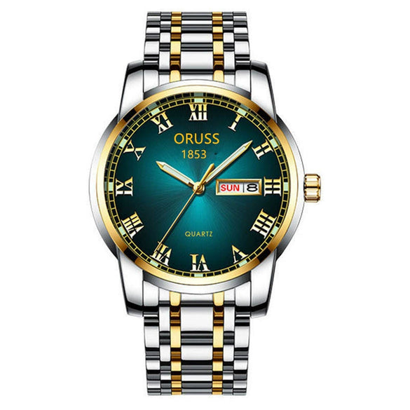 Men's Business Style Alloy And Stainless Steel Round Dial Wrist Watch With Automatic Movement And Luminous Feature