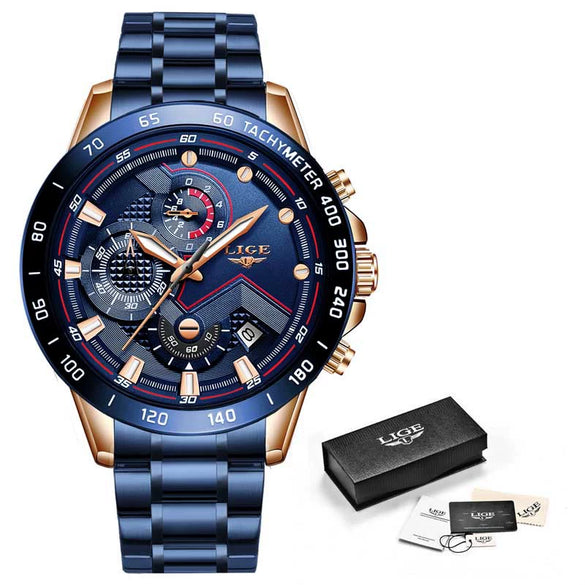 Men's Business Style Alloy And Stainless Steel Sports Watch With Quartz Movement Round Dial Luminous Function
