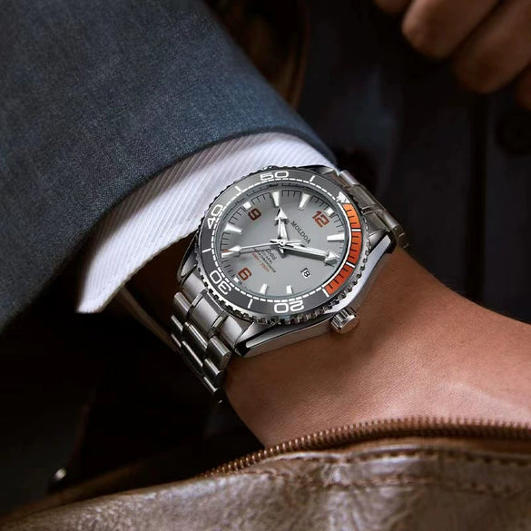 Men's Business Style Alloy Automatic Fake Mechanical Cut Out Round Dial Waterproof Watch