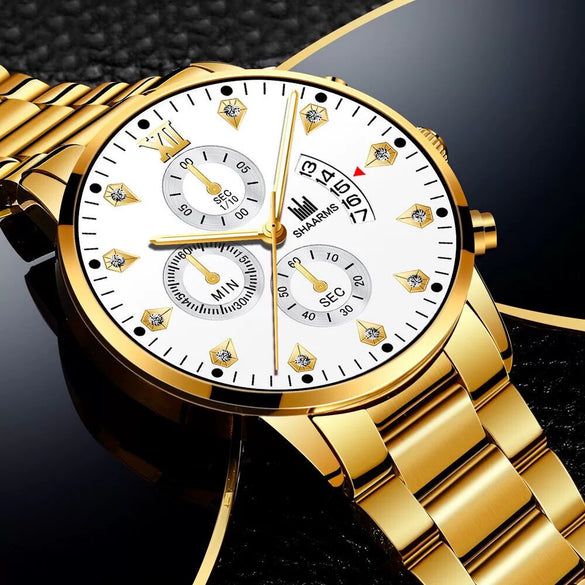 Men's Business Style Alloy Band Round Dial Quartz Watch With Scale Display