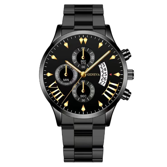 Men's Business Style Alloy Belt Quartz Watch With Round Dial