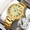 Men's Business Style Alloy Case And Strap Round Dial Luminous Calendar Waterproof Mechanical Watch