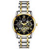 Men's Business Style Alloy Case And Strap Round Dial Waterproof Luminous Hollowout Diamond Set Watch