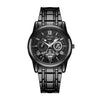 Men's Business Style Alloy Case And Strap Round Dial Waterproof Luminous Hollowout Diamond Set Watch