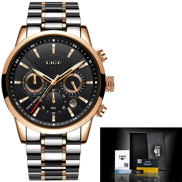 Men's Business Style Alloy Case Leather Belt Round Dial Sixpin Chronograph Calendar Watch