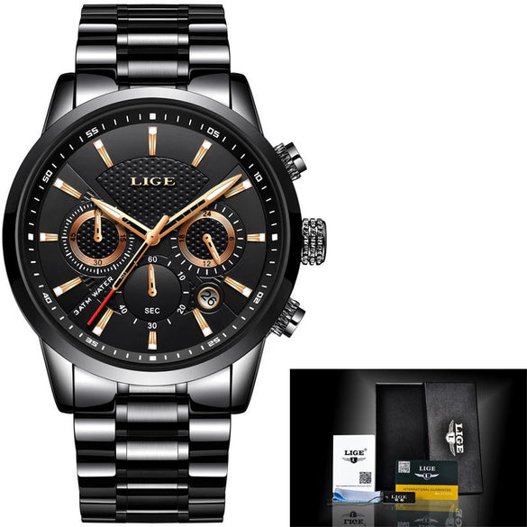 Men's Business Style Alloy Case Leather Belt Round Dial Sixpin Chronograph Calendar Watch