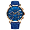 Men's Business Style Alloy Case Leather Belt Round Dial Sixpin Chronograph Calendar Watch